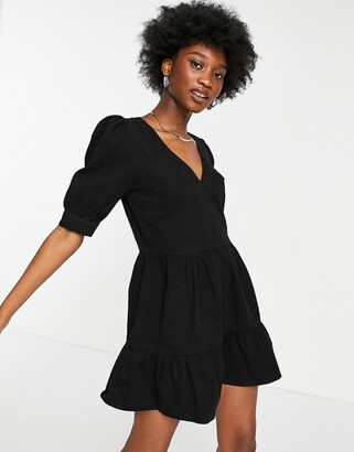 Miss Selfridge denim tierred dress in black - ShopStyle