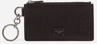 Dolce & Gabbana Dauphine calfskin card holder with ring branded plate