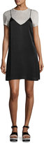 Thumbnail for your product : KENDALL + KYLIE Satin Slip & T-Shirt Combo Dress, Black/Gray