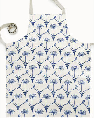 French Home Botanical Sugarbird Apron- Sky