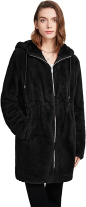 Rabbit Tree Women's long faux fur coat with hood plush jacket faux fur  jacket fur coat winter coat - ShopStyle
