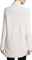 Thumbnail for your product : Halston Long-Sleeve Mock-Neck Ribbed Wool Sweater, Chalk
