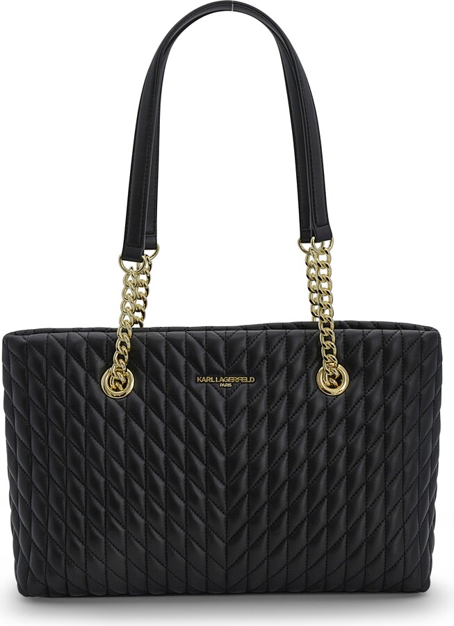 Karl Lagerfeld Paris Karolina Black & Gold Leather Tote LH9AB186BGD ShopStyle