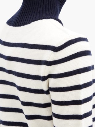 Paco Rabanne Button-embellished Striped Virgin Wool Sweater - Navy White