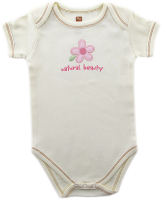 Ecru 'Natural Beauty' Flower Organic Cotton Bodysuit - Infant