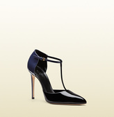 Thumbnail for your product : Gucci Patent Leather Point Toe T-Strap Pump