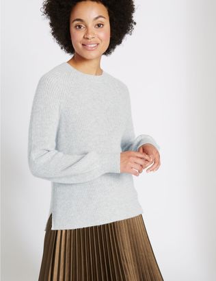 Marks and Spencer Ribbed Balloon Sleeve Round Neck Jumper