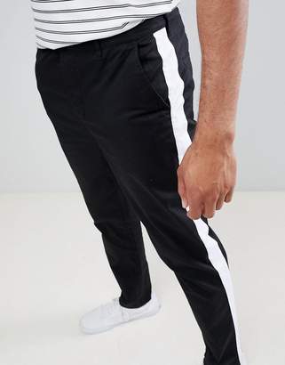 ASOS DESIGN Tall slim cropped pants with side stripe in black