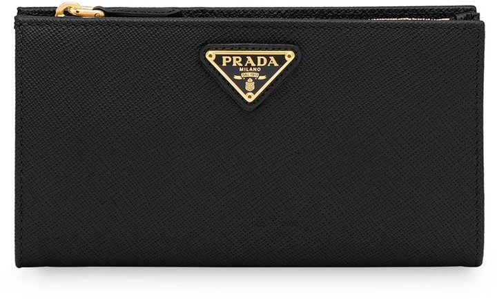 Prada Logo-Plaque Zipped Card Holder