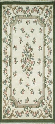 American Home Rug Co. French Country Aubusson Ivory/Emerald Floral Area Rug American Home Rug Co.