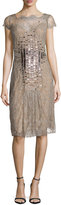 Thumbnail for your product : Carolina Herrera Cap-Sleeve Lace Overlay Cocktail Dress