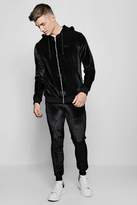 Thumbnail for your product : boohoo MAN Velour Zip Hooded Tracksuit