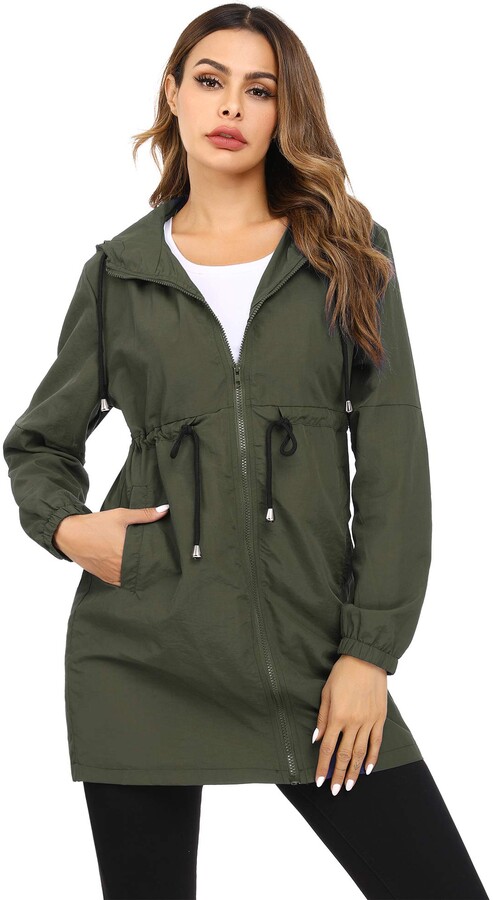 Doaraha Raincoat for Women Waterproof Hooded Rain Jacket Lightweight ...