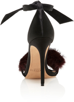 Thumbnail for your product : Alexandre Birman Clarita Fur-Trimmed Satin Sandals