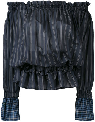 Hache striped off-shoulder blouse - women - Silk/Cotton - 40