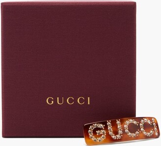 Gucci Crystal-logo Tortoiseshell-acetate Hairclip