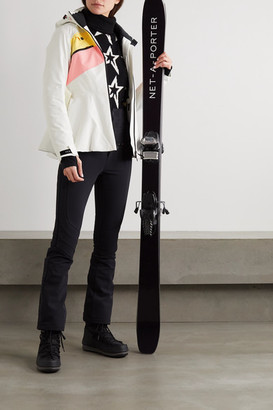 Perfect Moment Niseko Hooded Belted Striped Peplum Ski Jacket - White