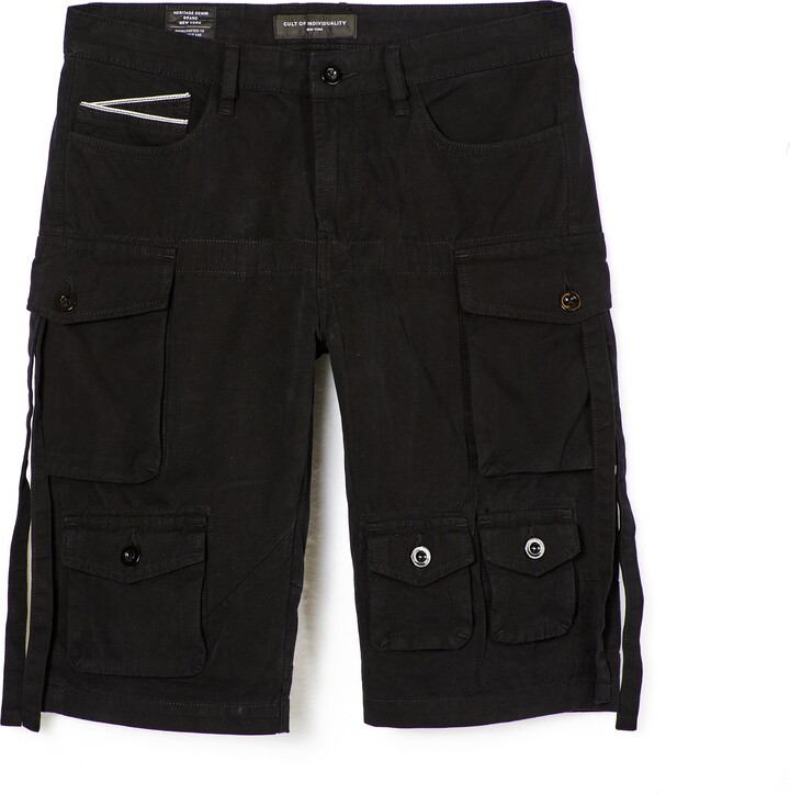 Cult of Individuality Cargo Shorts In Vintage Black