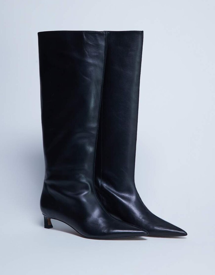 Topshop Riya knee high chunky boots in black ShopStyle