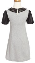 Thumbnail for your product : Flowers by Zoe Faux Leather Stud Collar Dress (Big Girls)