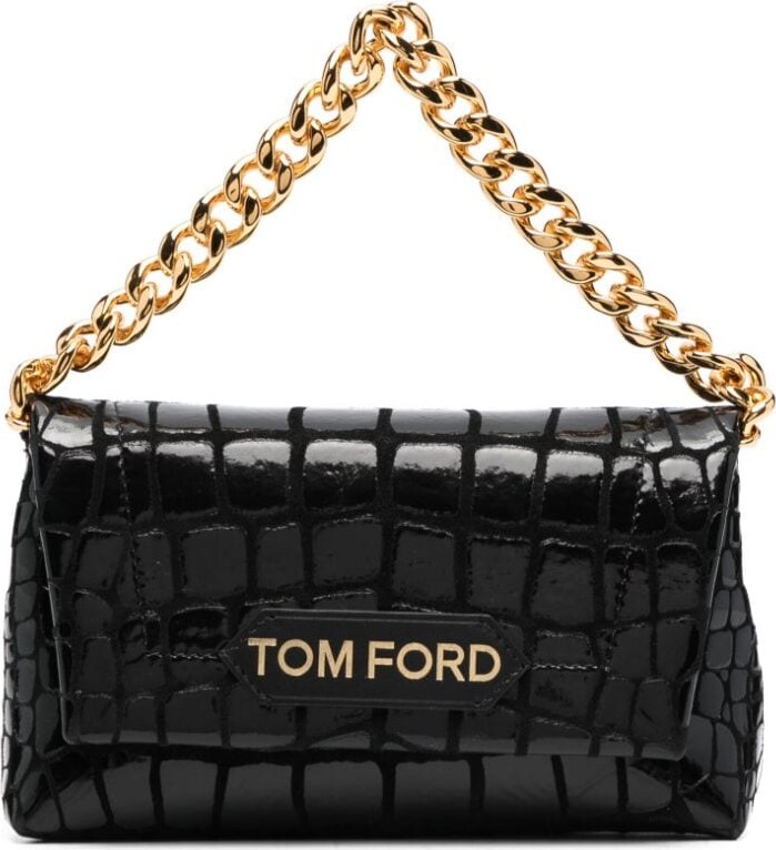 TOM FORD Mini Jennifer Croc Embossed Leather Crossbody Bag
