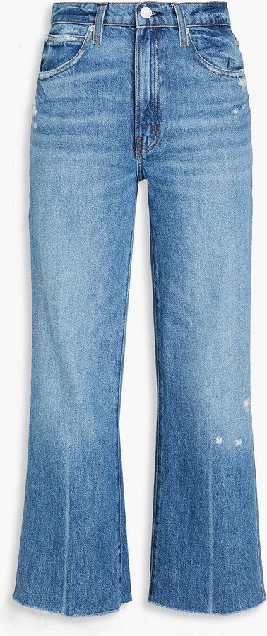 Frame Relaxed Straight cropped distressed mid-rise straight-leg jeans