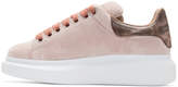 Thumbnail for your product : Alexander McQueen Pink Velvet Oversized Sneakers