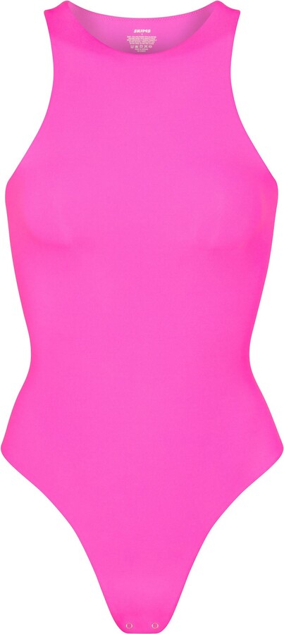 Skims Fits Everybody Long Sleeve Bodysuit In Neon Orchid