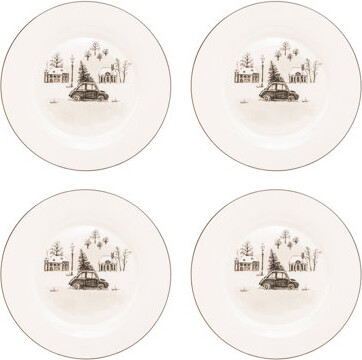 Grace's Tea Ware Scandinavian Wonderland Christmas Car 7.5" Bone China Salad Plate