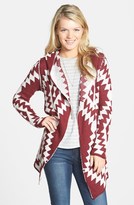 Thumbnail for your product : Woven Heart Geo Pattern Hooded Cardigan (Juniors)
