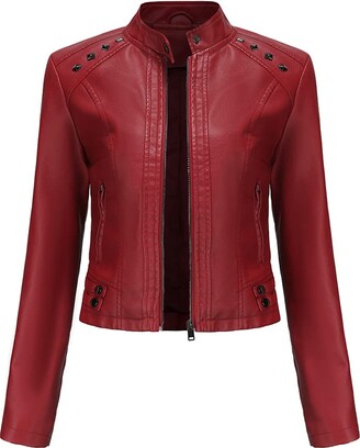 LY VAREY LIN Women's Asymmetrical Leather Jacket Loose PU Motor