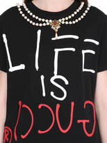 Thumbnail for your product : Gucci Embellished Print Cotton Jersey T-Shirt