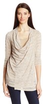 Thumbnail for your product : Sag Harbor Women's Long Sleeve Cascade Cardigan with Full Tank Top
