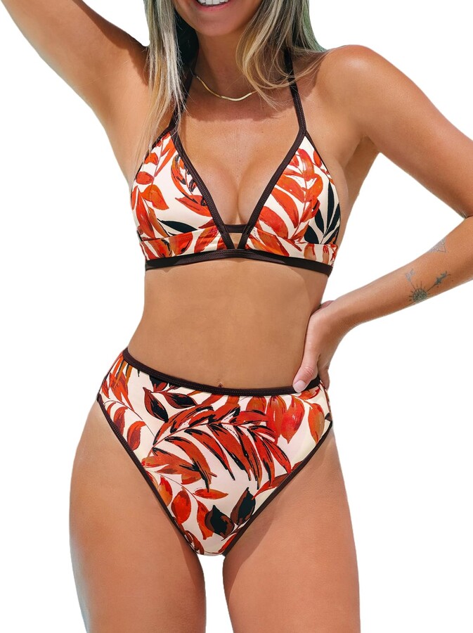Swim Suit Women Piece CUPSHE Floral Print Ruffle Bikini Sets
