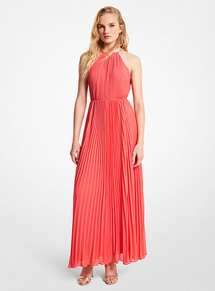 michael kors georgette pleated halter dress