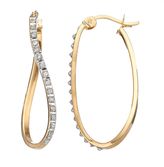 Thumbnail for your product : Mystique Diamond diamond accent 18k gold over silver curved oval hoop earrings