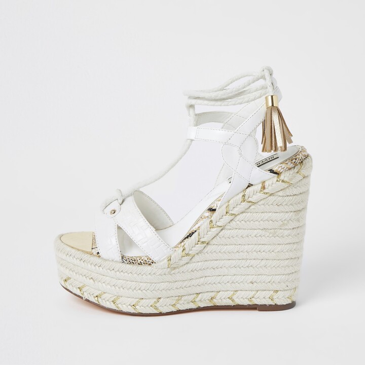 ladies white wedges