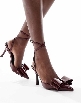 Dress Shoes Patent Leather Burgundy Low Heel Pumps Chic Patent