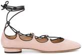 Thumbnail for your product : Valentino Valentino Pink Suede lace up ballet flats