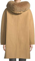 Thumbnail for your product : Herno Long Wool Coat w/ Fur-Trim Hood
