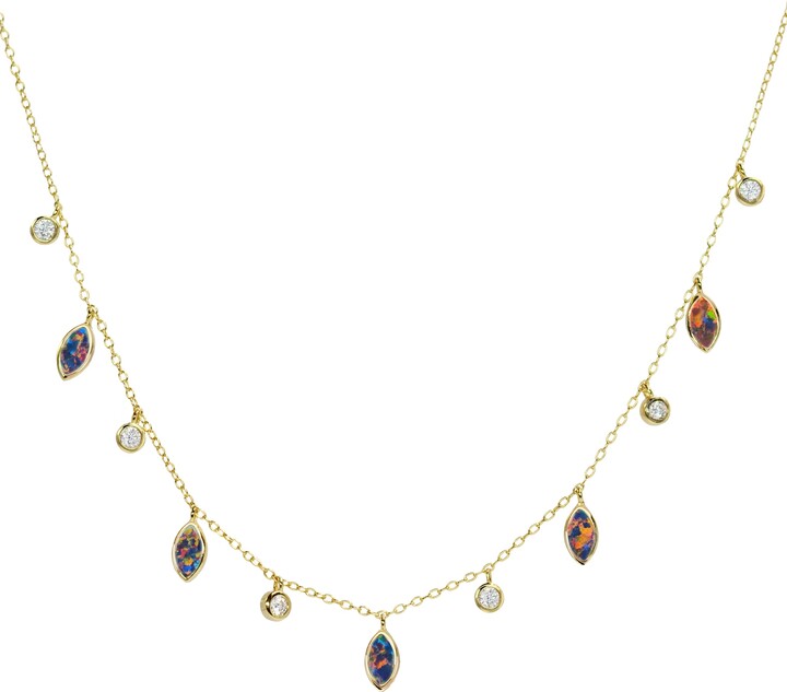 Kamaria Black / Gold Drops Of Spring Opal Necklace - Black