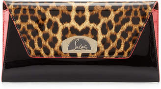Christian Louboutin Vero Dodat Flap Patent Clutch Bag, Leopard/Black