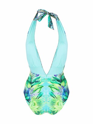 Camilla Whats Your Vice-print halterneck swimsuit