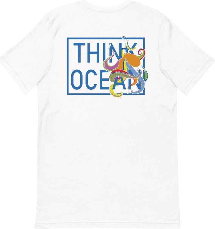 Anchor & Crew White Think Ocean Octopus Fluorescence Cotton Embroidered T-Shirt - Women