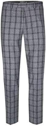 Topman Grey and Blue Checked Skinny Fit Suit Trousers