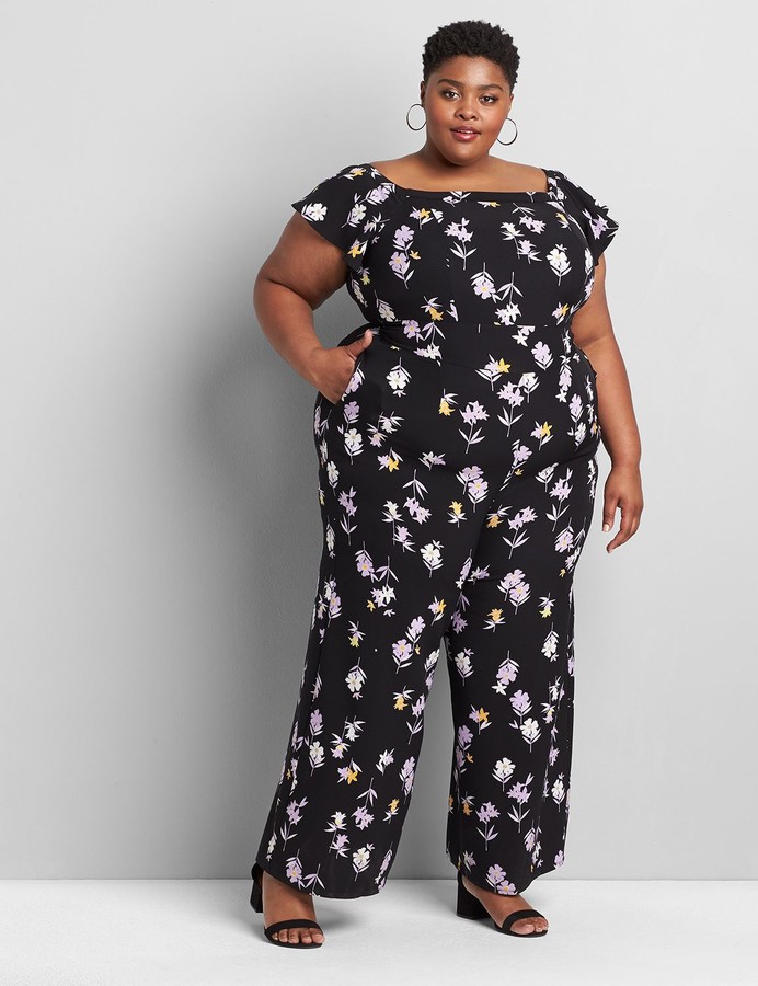 Lane Bryant Lena OffTheShoulder Jumpsuit ShopStyle Plus Size Clothing