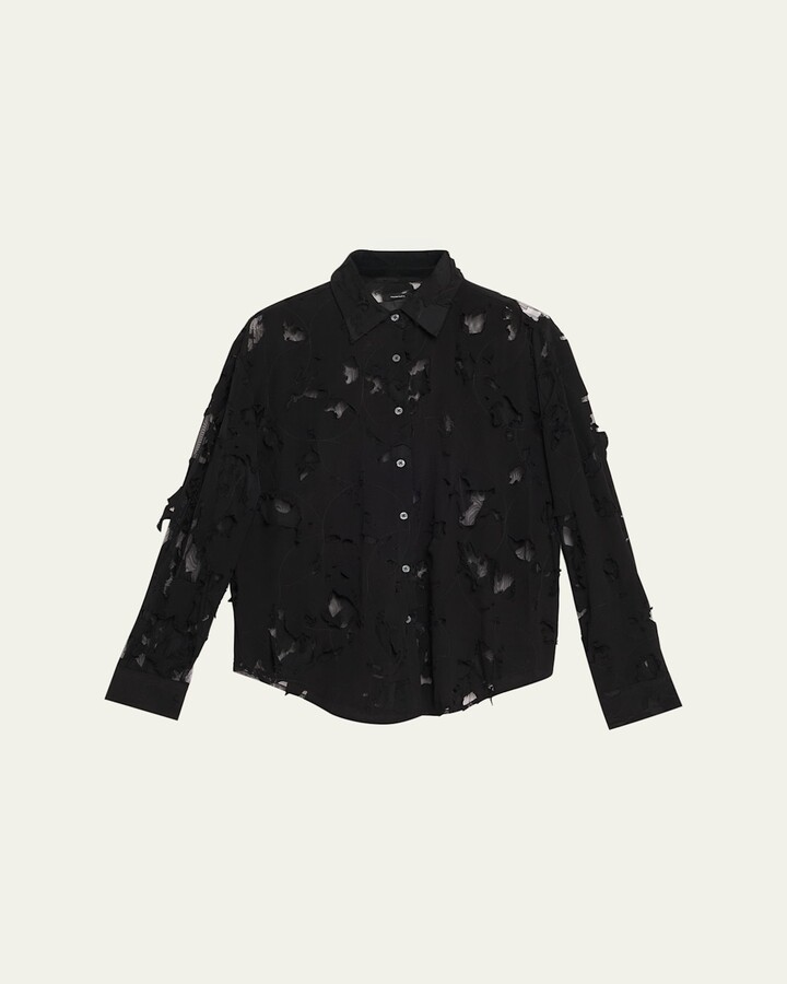 R 13 Destroyed Slim Shirt