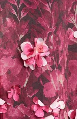 Marchesa Notte Strapless 3D Floral Organza Dress