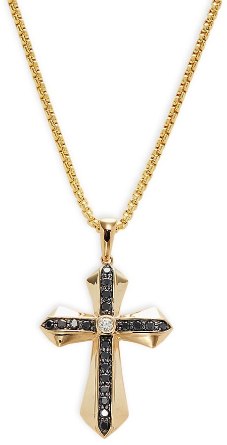 Jewels By Lux 10K Yellow Gold Crucifix with Textured Scalloped Edge Pendant 