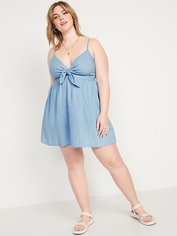 Old Navy Fit & Flare Knotted Cutout Jean Cami Mini Dress for Women -  ShopStyle